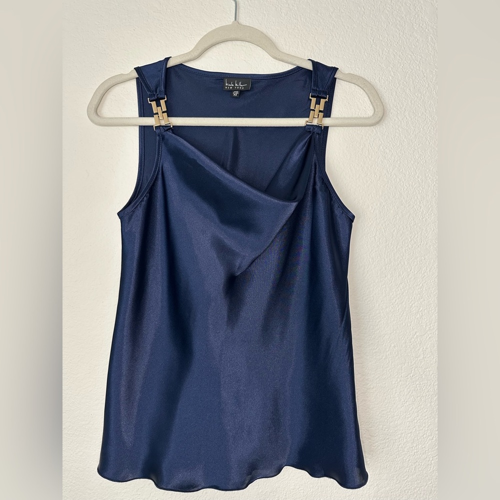 Nicole Miller Midnight Blue Top Blouse Size XS